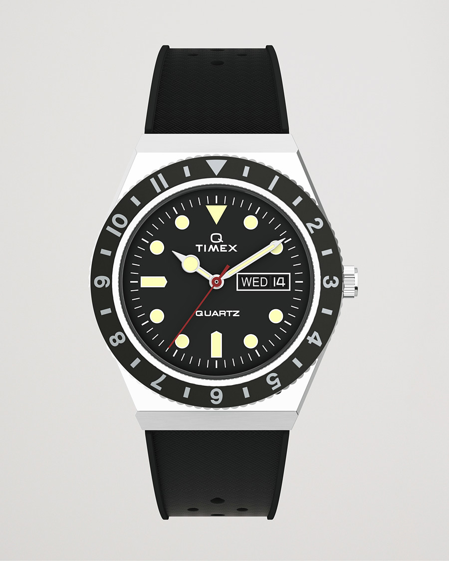 Men | Timex Q Diver 38mm Rubber Strap Black | Timex | Q Diver 38mm Rubber Strap Black