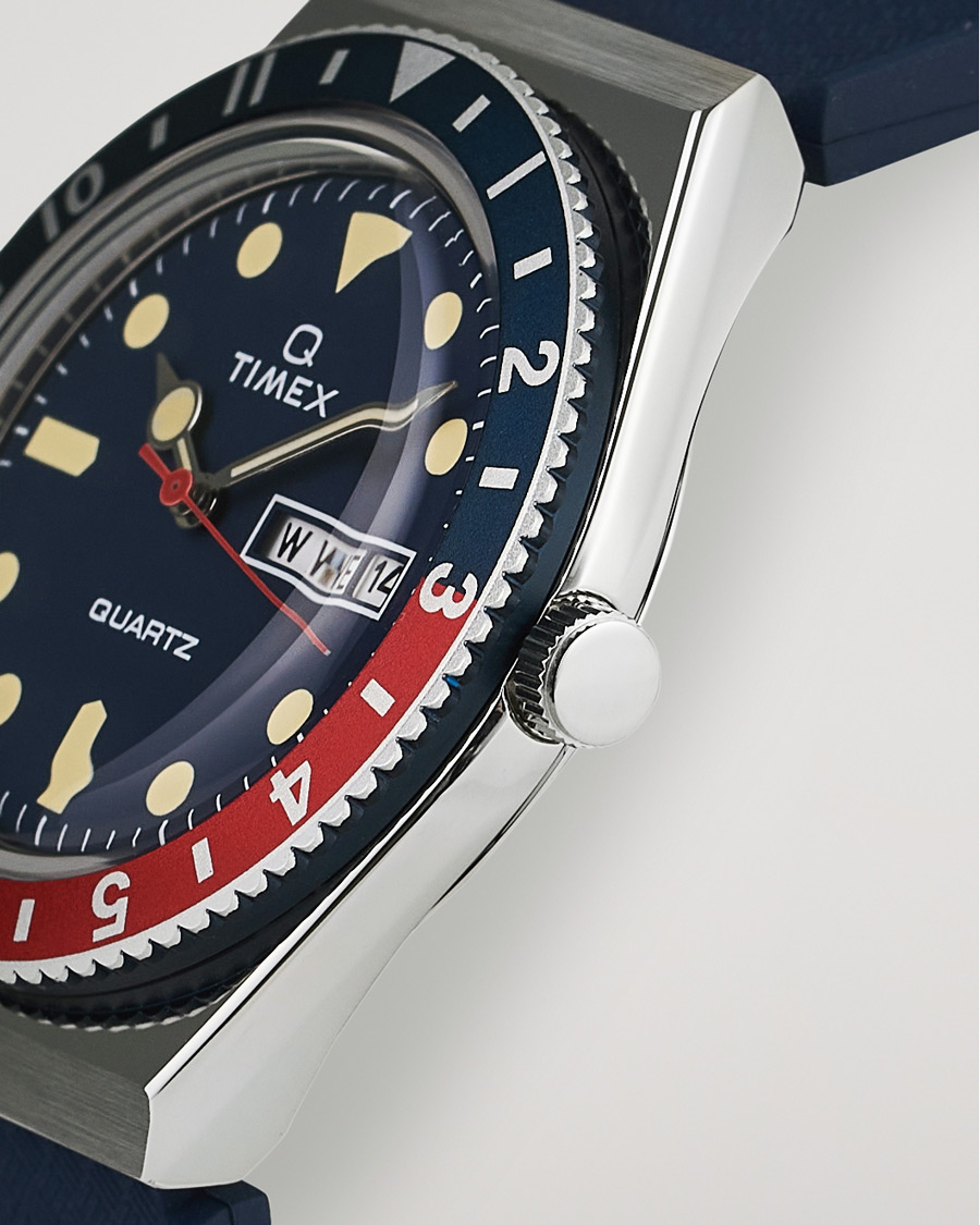 Men | Timex Q Diver 38mm Rubber Strap Blue/Red | Timex | Q Diver 38mm Rubber Strap Blue/Red