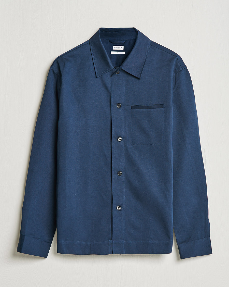 Men | Shirts | Filippa K | Matt Linen Overshirt Navy