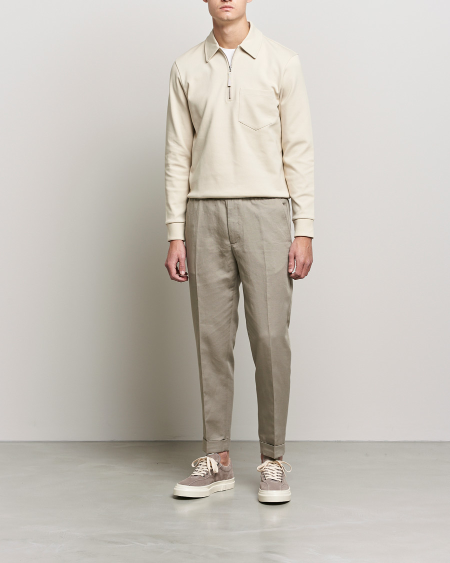 Men | Trousers | Filippa K | Terry Linen Trousers Light Taupe