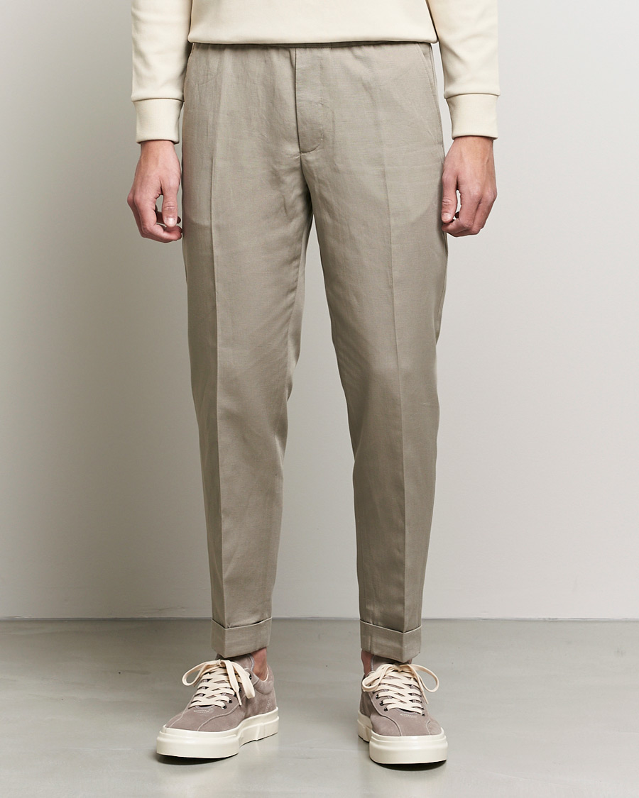 Men | Trousers | Filippa K | Terry Linen Trousers Light Taupe