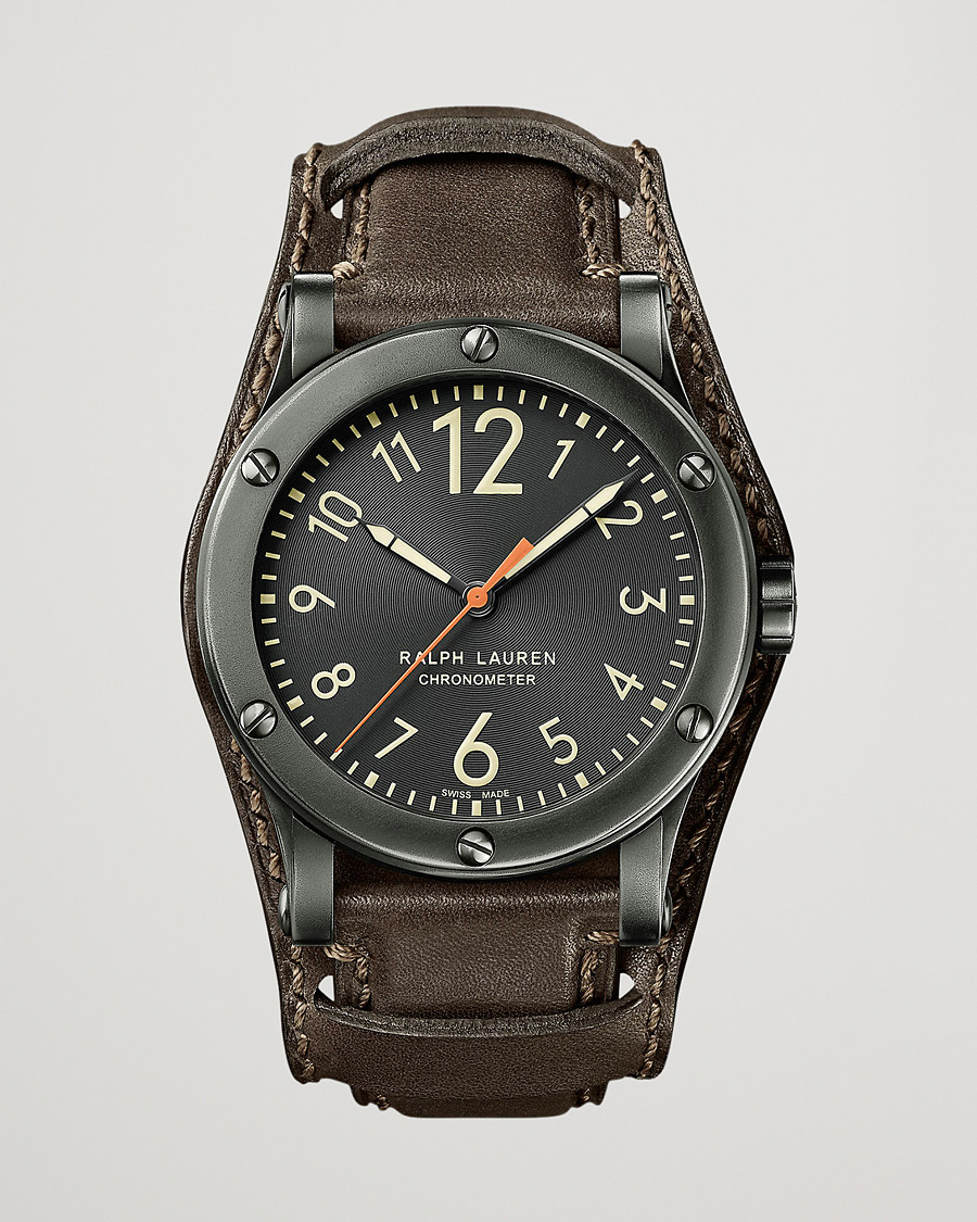 Men |  | Polo Ralph Lauren | 45mm Safari Chronometer Black Steel/Calf Strap