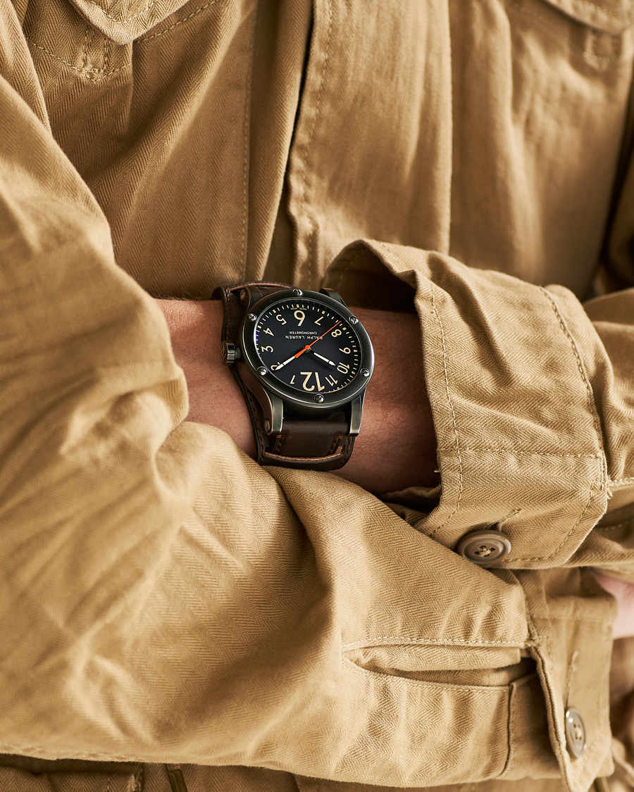 Men |  | Polo Ralph Lauren | 45mm Safari Chronometer Black Steel/Calf Strap