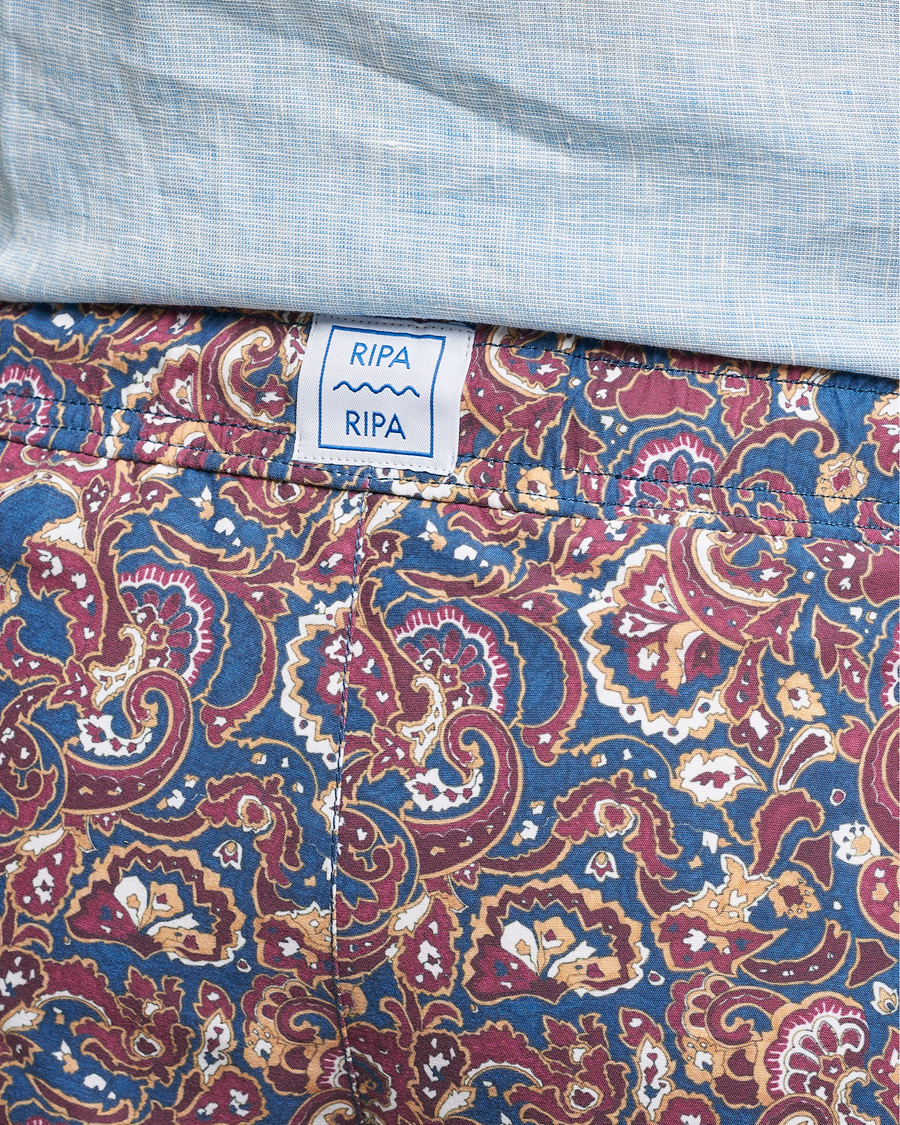 Men | Swimwear | Ripa Ripa | Mediterraneo Printed Swimshorts Petrol/Bordeaux