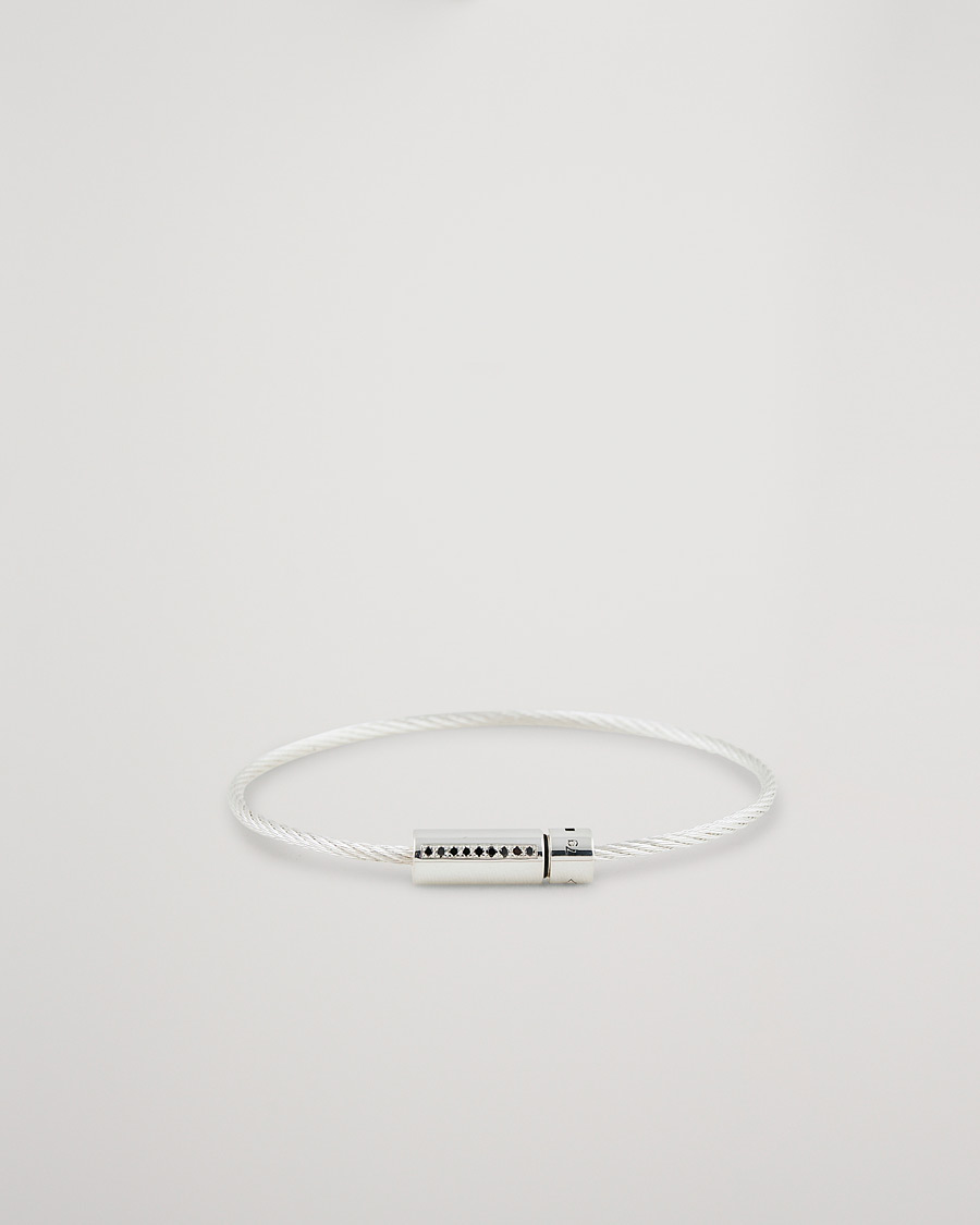 Men | Bracelets | LE GRAMME | Cable Diamond Bracelet Polished Sterling Silver