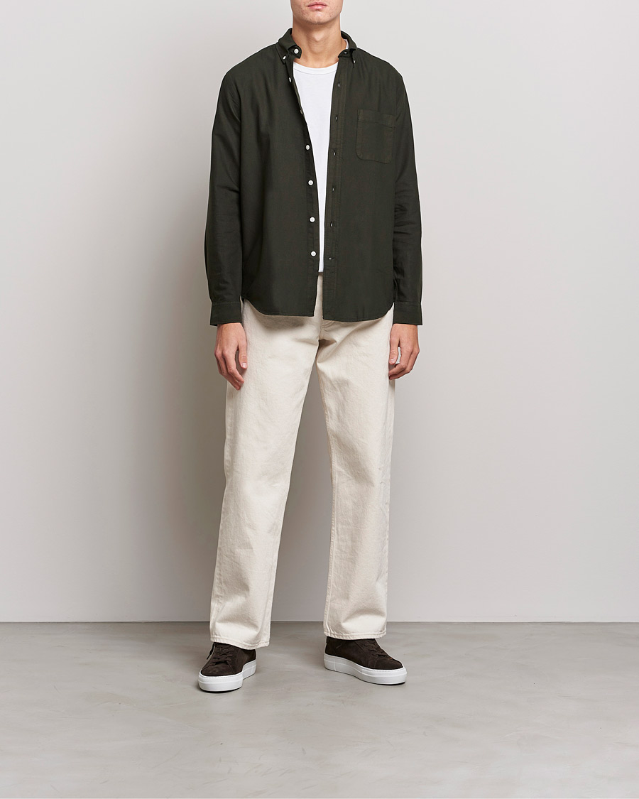 Men | Shirts | A Day's March | Moorgate Dyed Oxford Shirt Seaweed