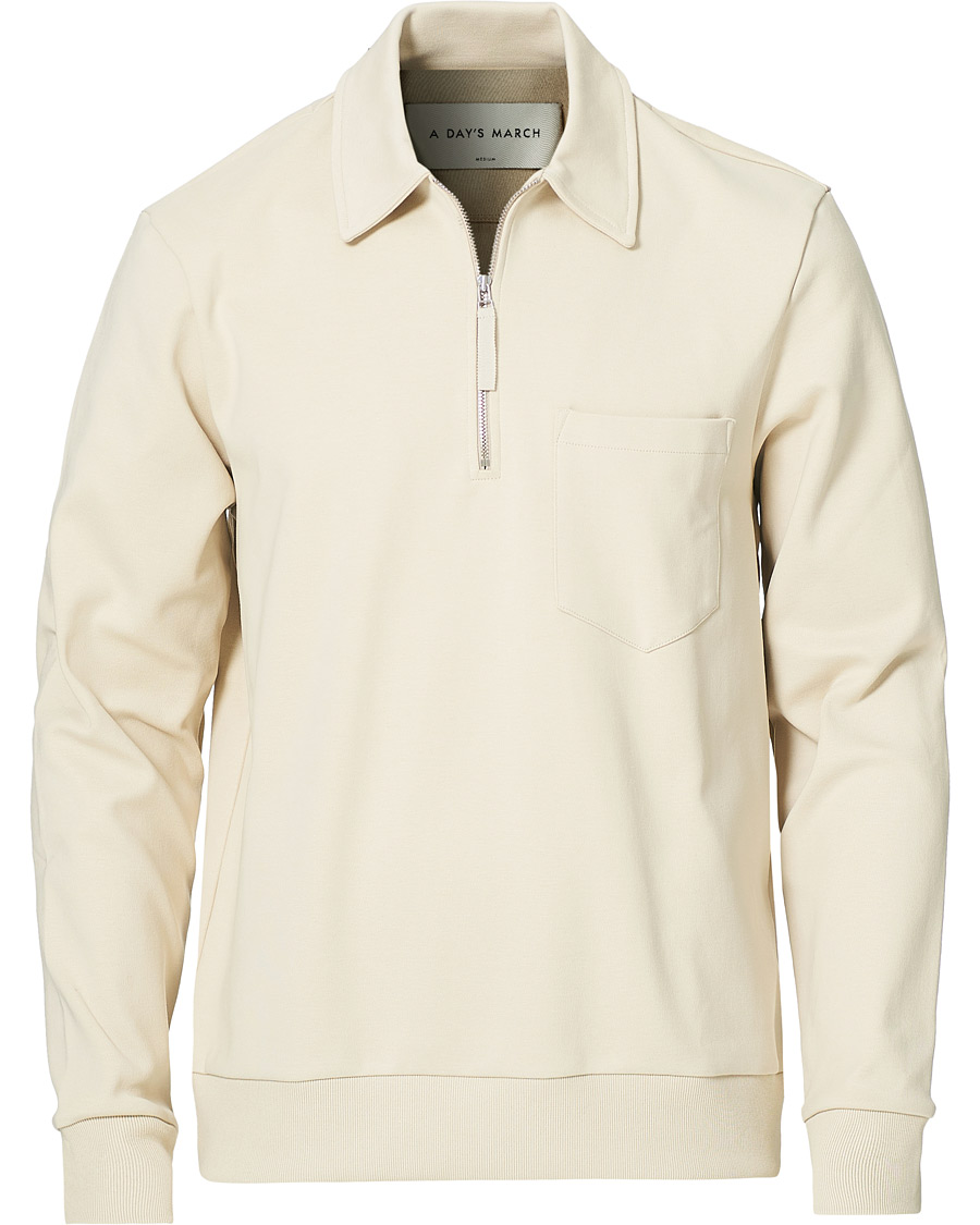 Men | Sweaters & Knitwear | A Day's March | Cabot Half-Zip Polo Sweater Sand