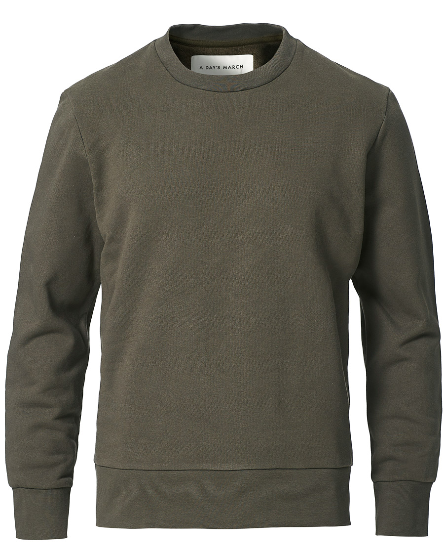 Men | Sweaters & Knitwear | A Day's March | Shaw Sturdy Fleece Sweatshirt Olive