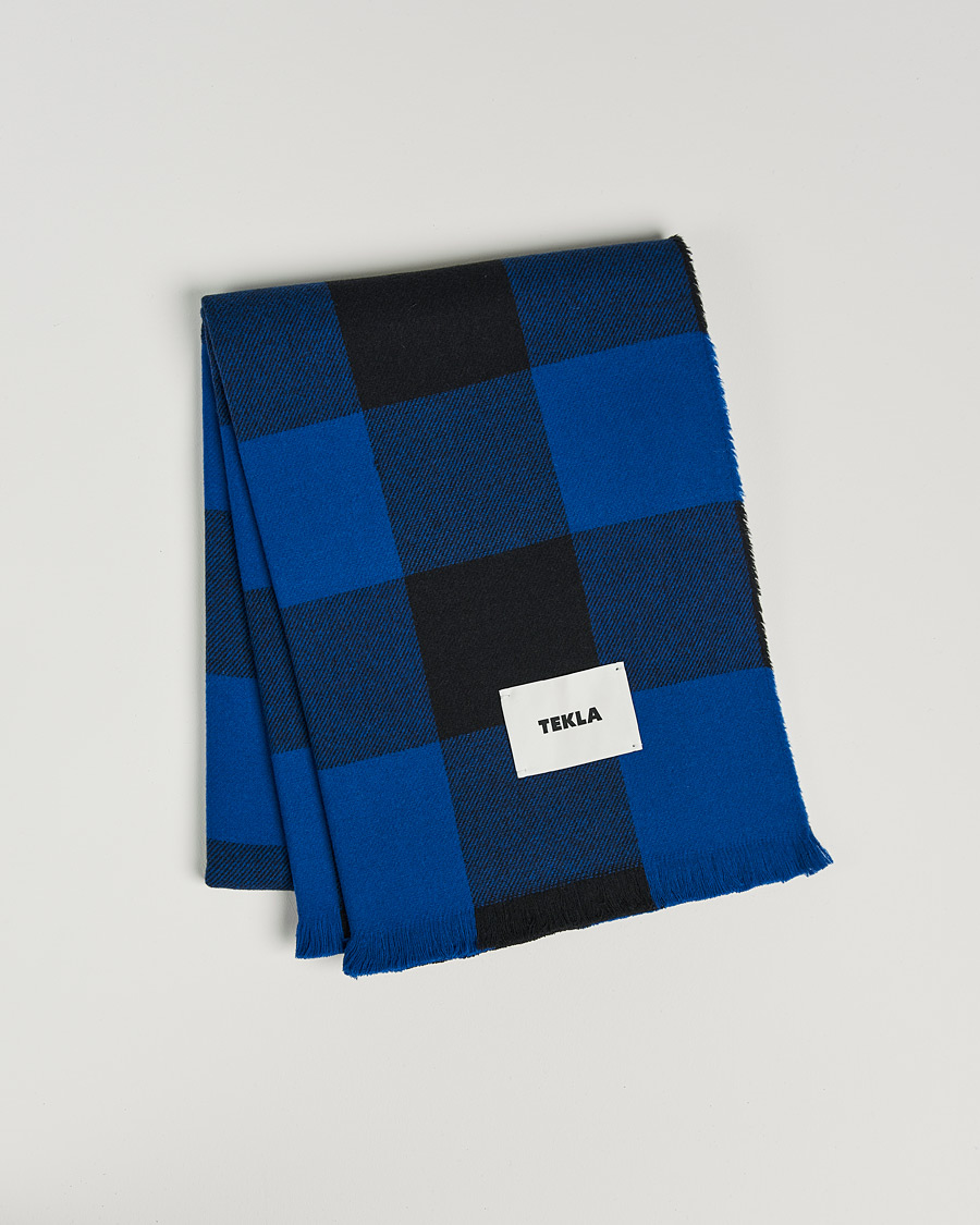 Men | Tekla Merino Wool Blanket Blue Gingham | Tekla | Merino Wool Blanket Blue Gingham