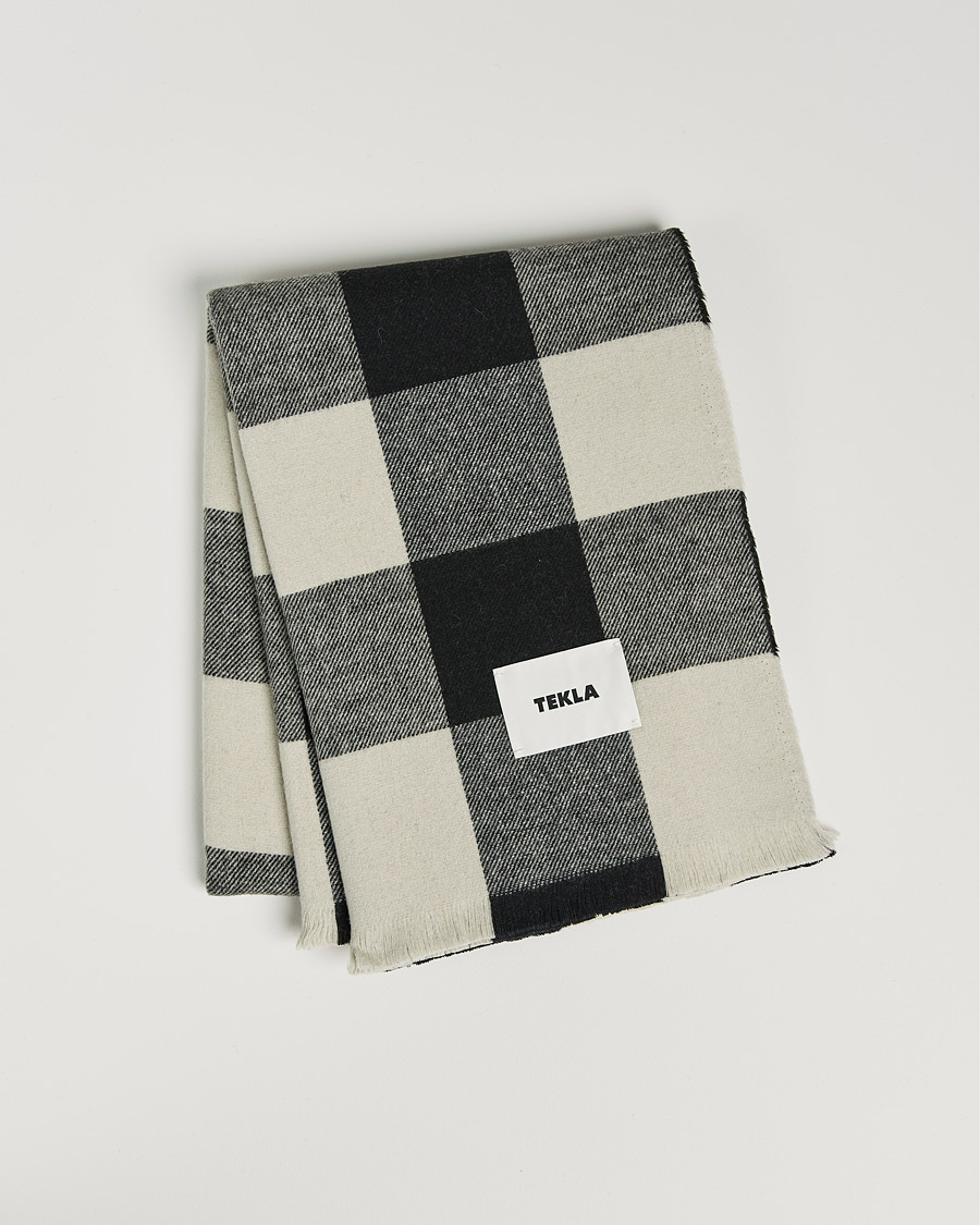 Men | Tekla Merino Wool Blanket Black Gingham | Tekla | Merino Wool Blanket Black Gingham