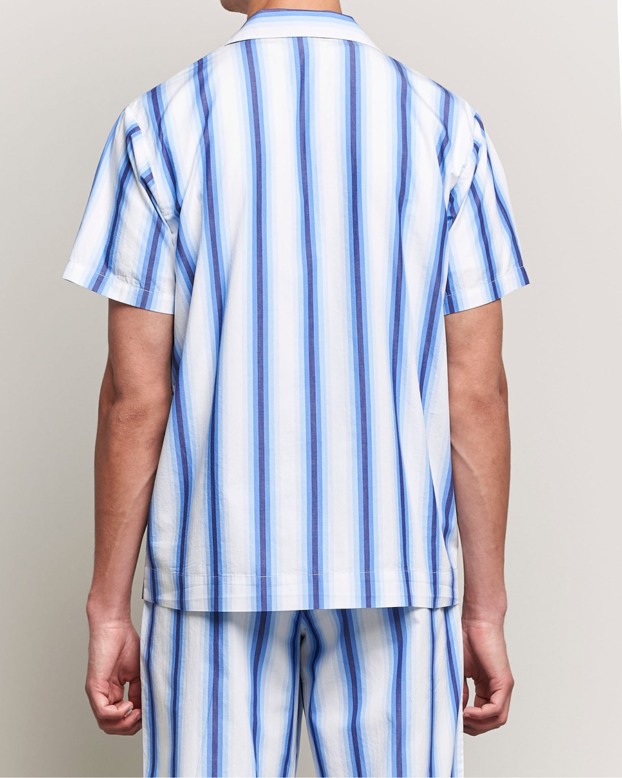 Men | Pyjamas & Robes | Tekla | Poplin Pyjama Short Sleeve Shirt Blue Marquee