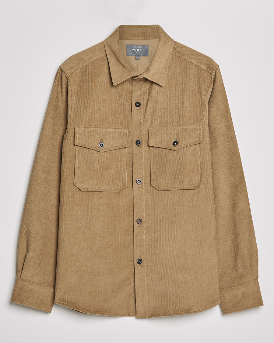 Men |  | Private White V.C. | Patch Pocket Corduroy Overshirt Taupe