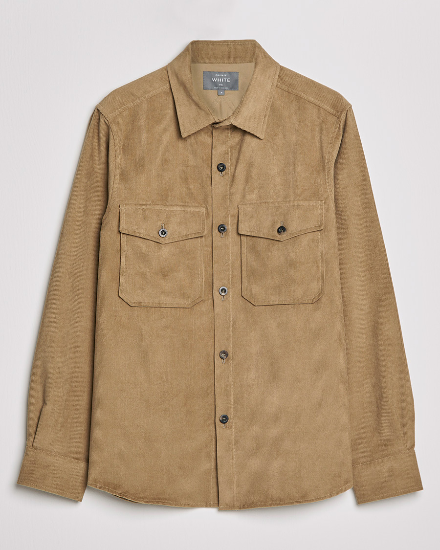 Men | Shirts | Private White V.C. | Patch Pocket Corduroy Overshirt Taupe