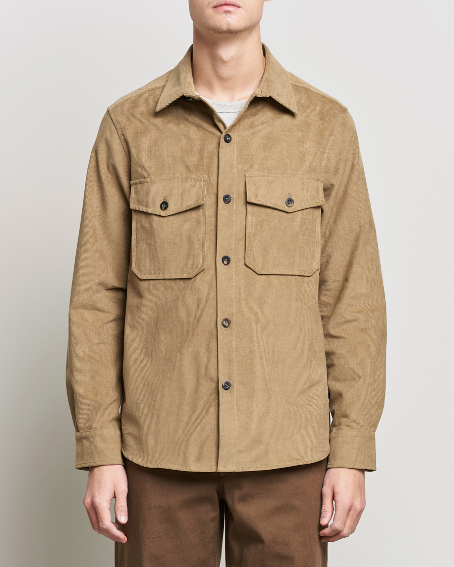 Men | Shirts | Private White V.C. | Patch Pocket Corduroy Overshirt Taupe