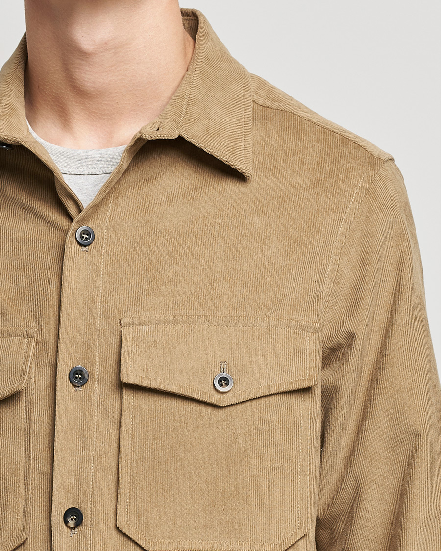 Men | Shirts | Private White V.C. | Patch Pocket Corduroy Overshirt Taupe