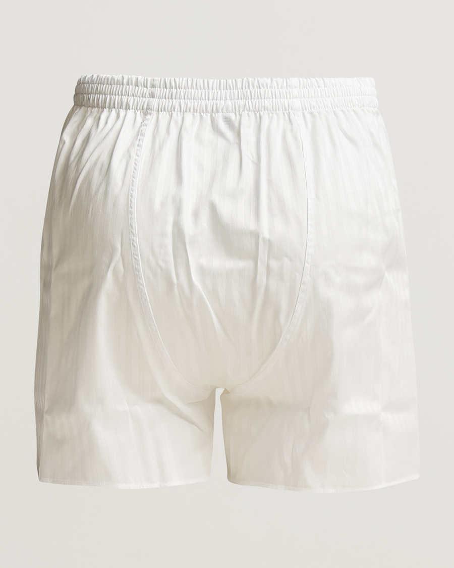 Men | Clothing | Zimmerli of Switzerland | Mercerized Cotton Boxer Shorts White Stripes
