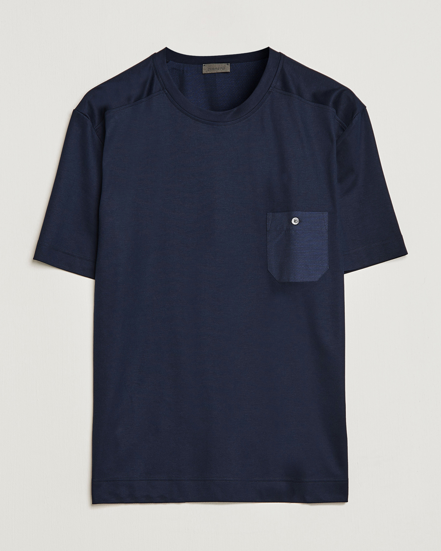 Men | Pyjama Tops | Zimmerli of Switzerland | Cotton/Modal Crew Neck Loungwear T-Shirt Midnight