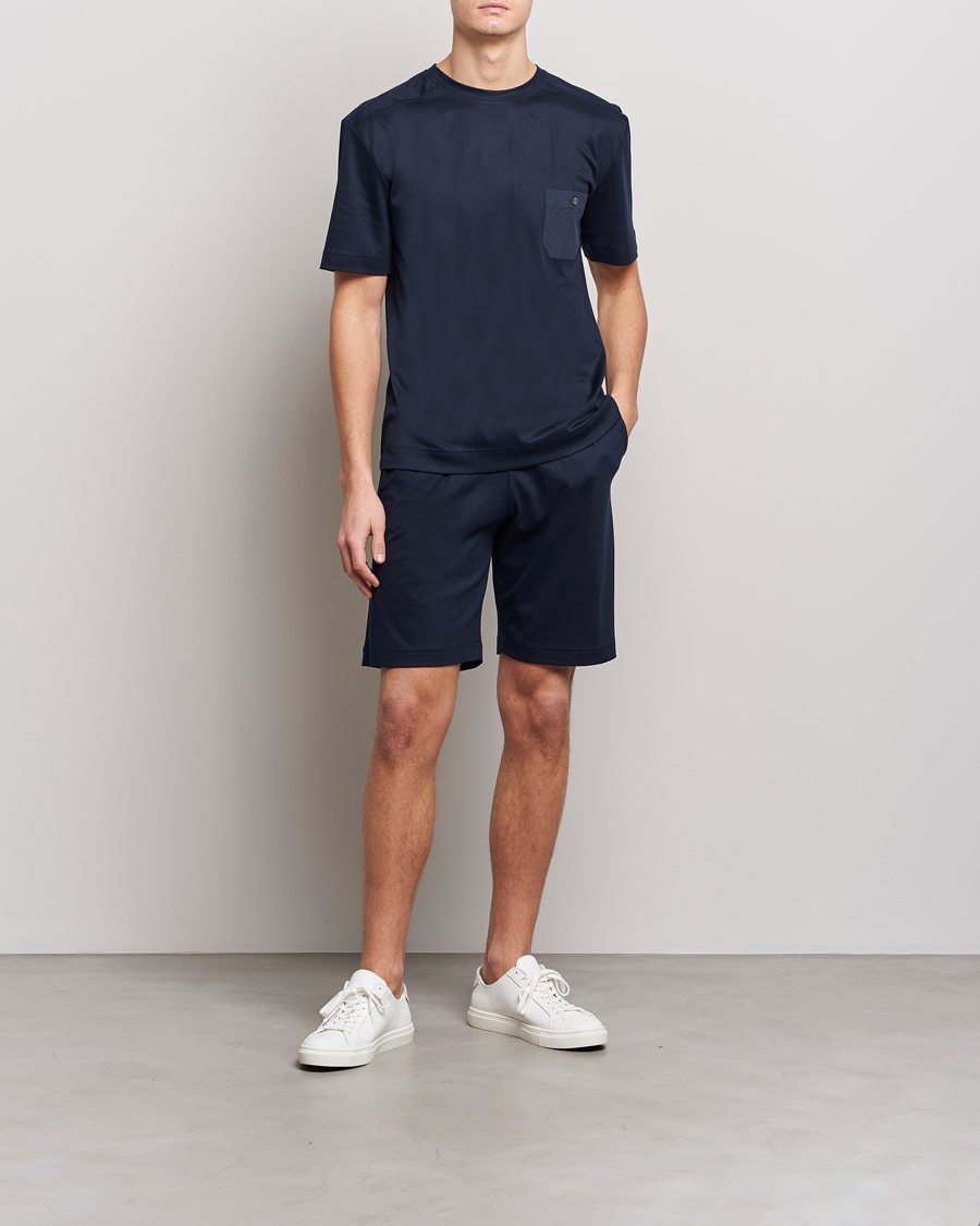 Men |  | Zimmerli of Switzerland | Cotton/Modal Crew Neck Loungwear T-Shirt Midnight