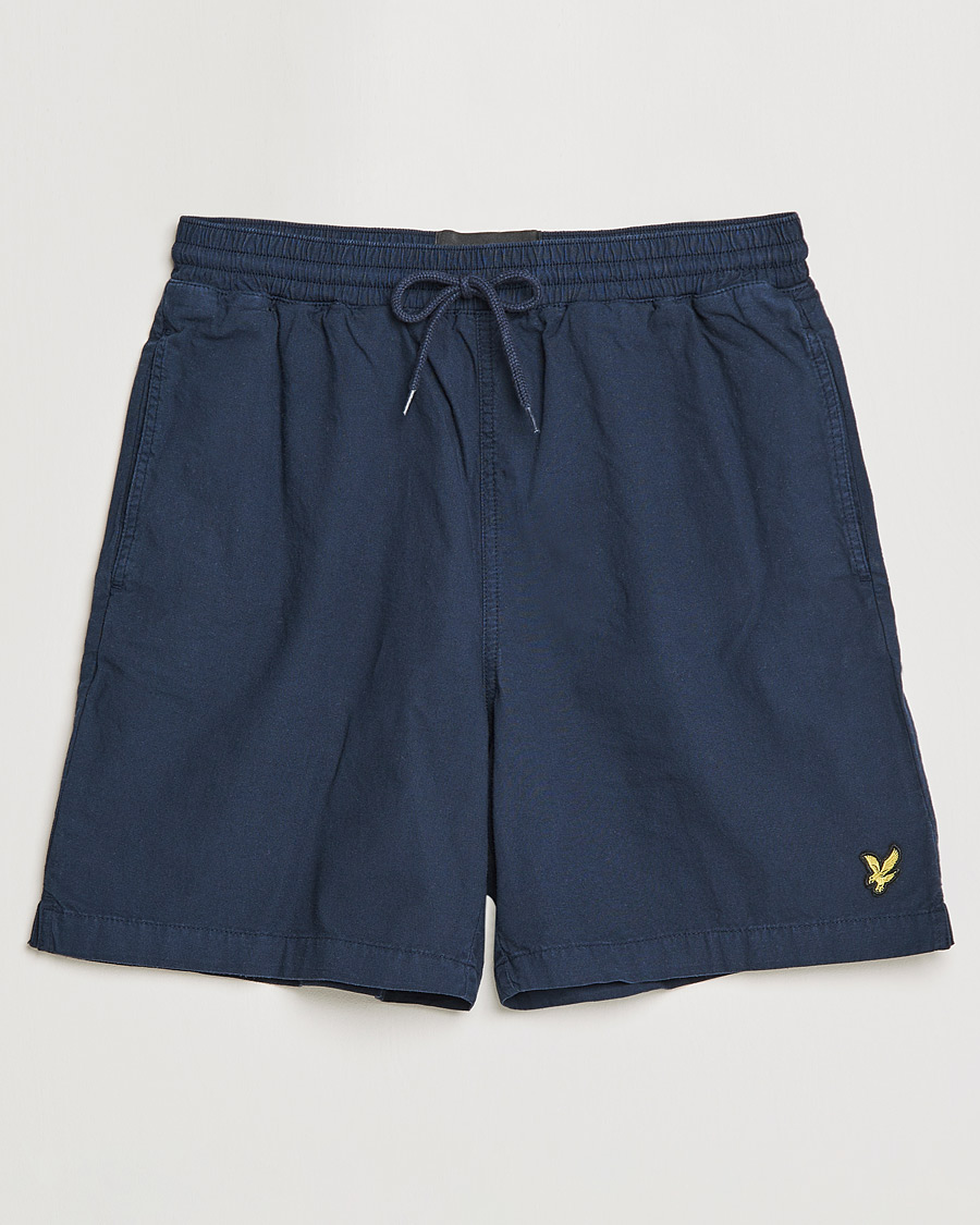 Men |  | Lyle & Scott | Garment Dyed Linen Shorts Dark Navy