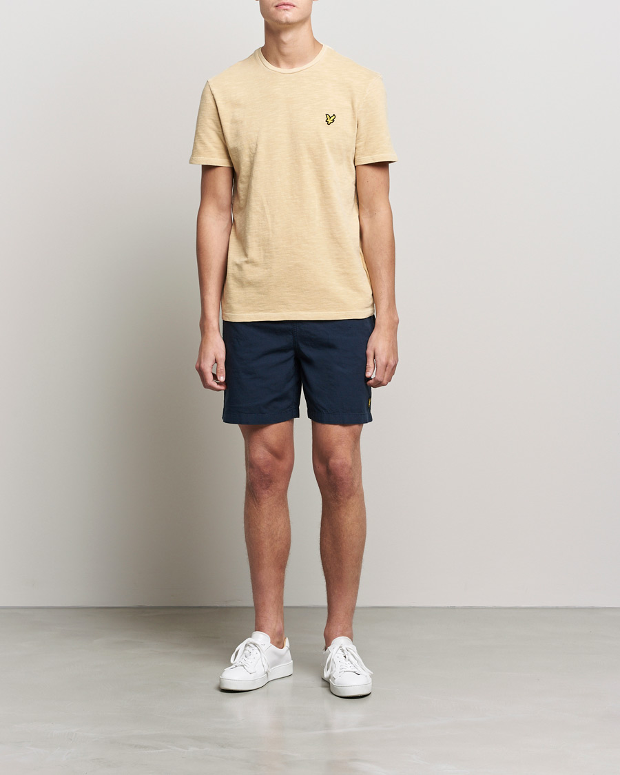 Men |  | Lyle & Scott | Garment Dyed Linen Shorts Dark Navy