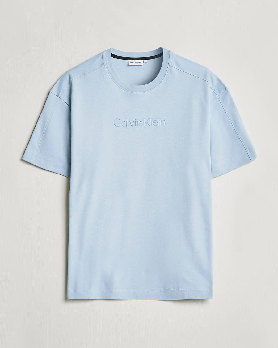 Men | T-Shirts | Calvin Klein | Debossed Logo Crew Neck Tee Bayshore Blue