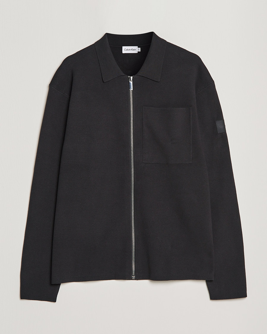 Men |  | Calvin Klein | Milano Knitted Full Zip Sweater Black