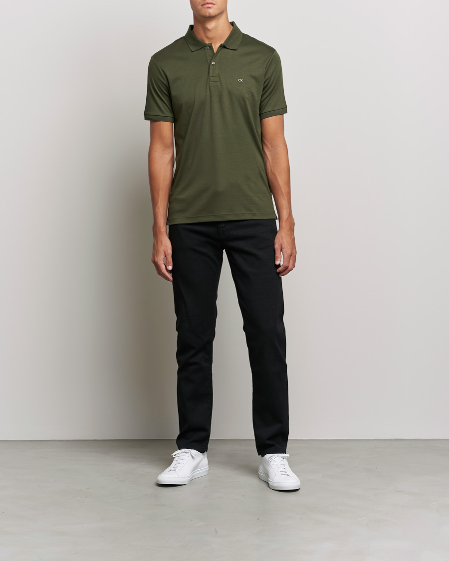 Men | Polo Shirts | Calvin Klein | Slim Fit Smooth Cotton Polo Dark Olive
