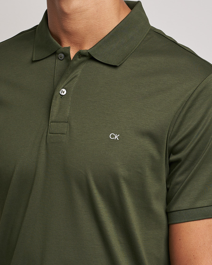 Men | Polo Shirts | Calvin Klein | Slim Fit Smooth Cotton Polo Dark Olive