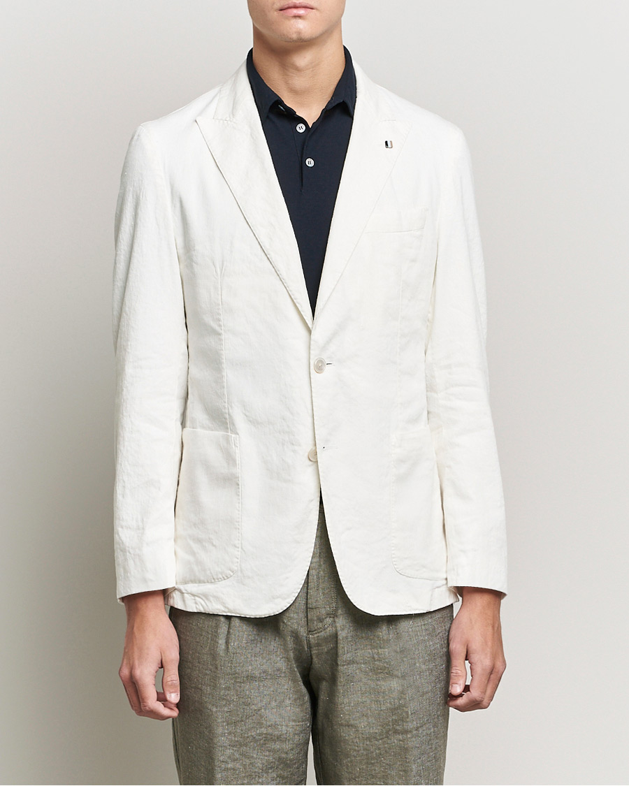 Men | Blazers | BOSS | Hanry Linen Peak Lapel Blazer White