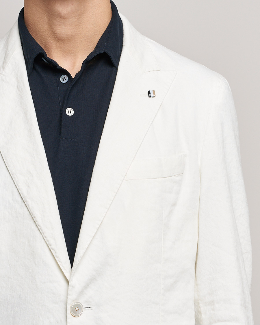 Men | Blazers | BOSS | Hanry Linen Peak Lapel Blazer White