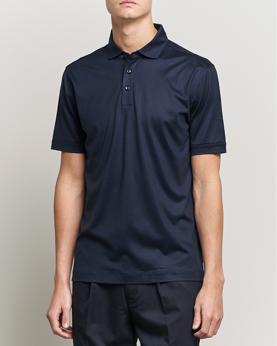 Men | Short Sleeve Polo Shirts | BOSS | Press Polo Dark Blue