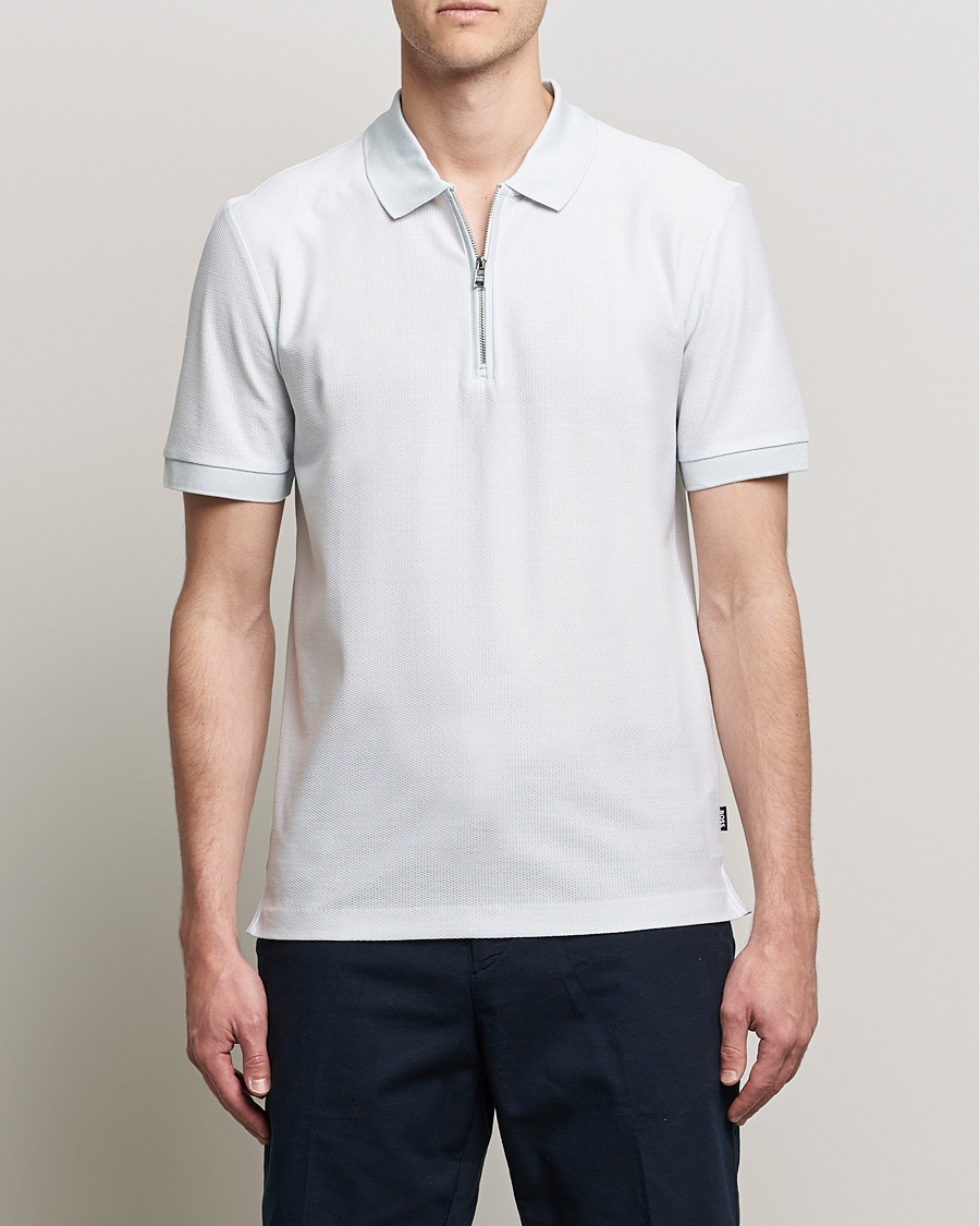 Men | Short Sleeve Polo Shirts | BOSS | Polston Half-Zip Polo Light Green