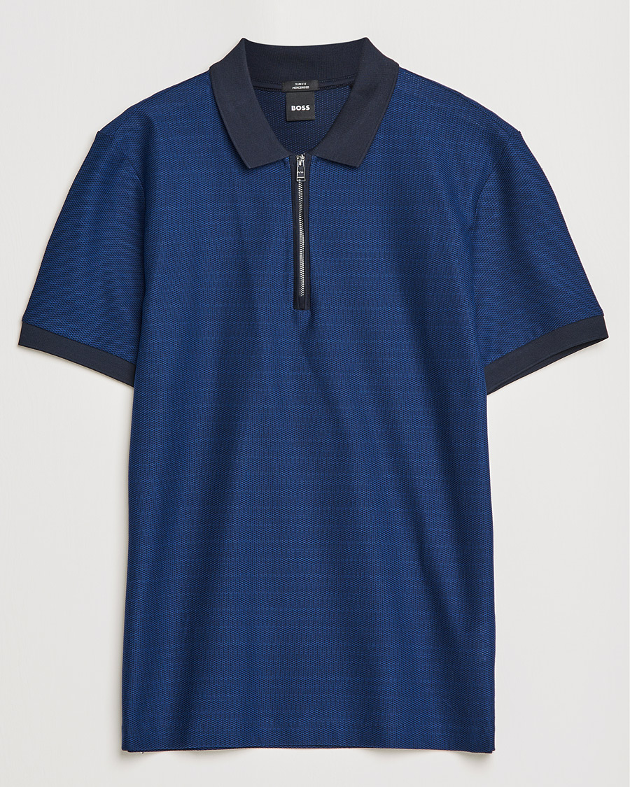Men | Polo Shirts | BOSS BLACK | Polston Half-Zip Polo Dark Blue