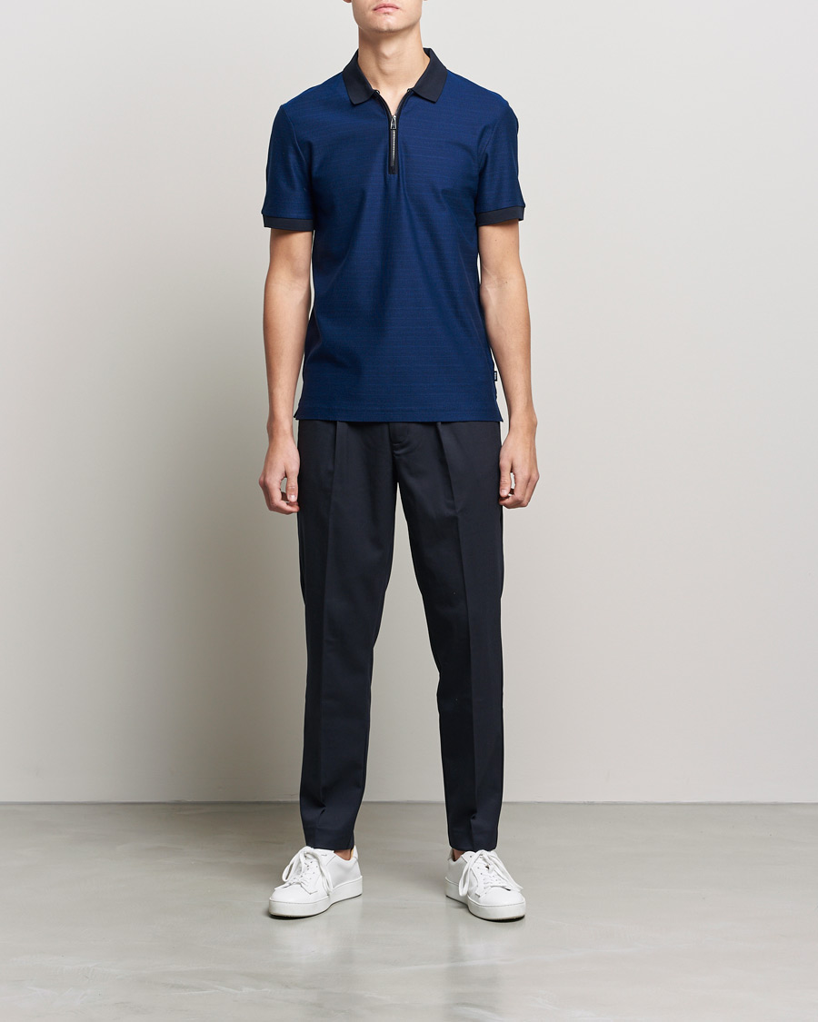 Men | Polo Shirts | BOSS | Polston Half-Zip Polo Dark Blue
