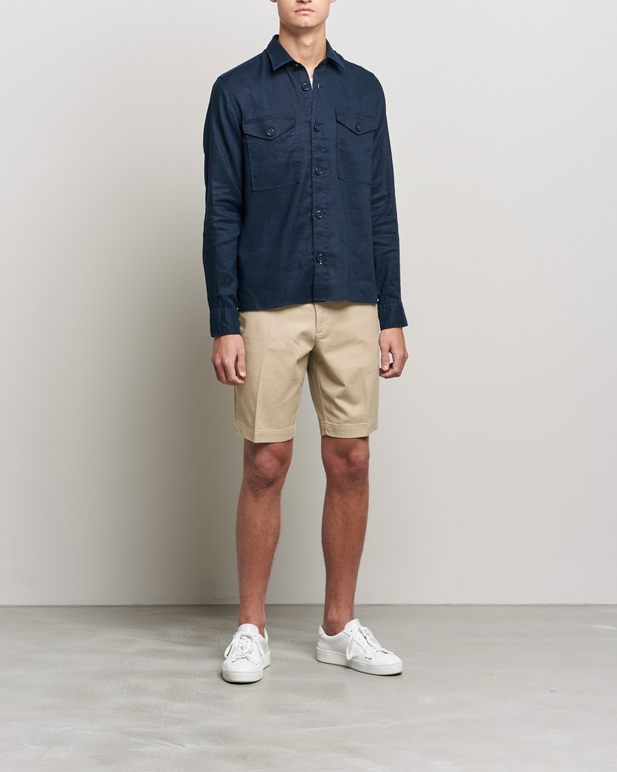 Men | Spring Jackets | BOSS | Lico Linen Overshirt Dark Blue