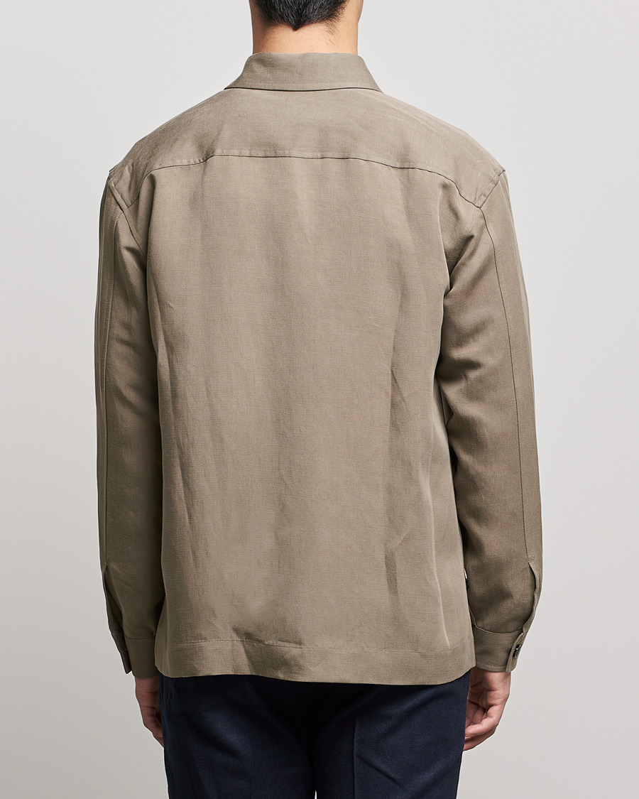 Men | Shirts | BOSS BLACK | Cole Linen/Lyocell Overshirt Open Green