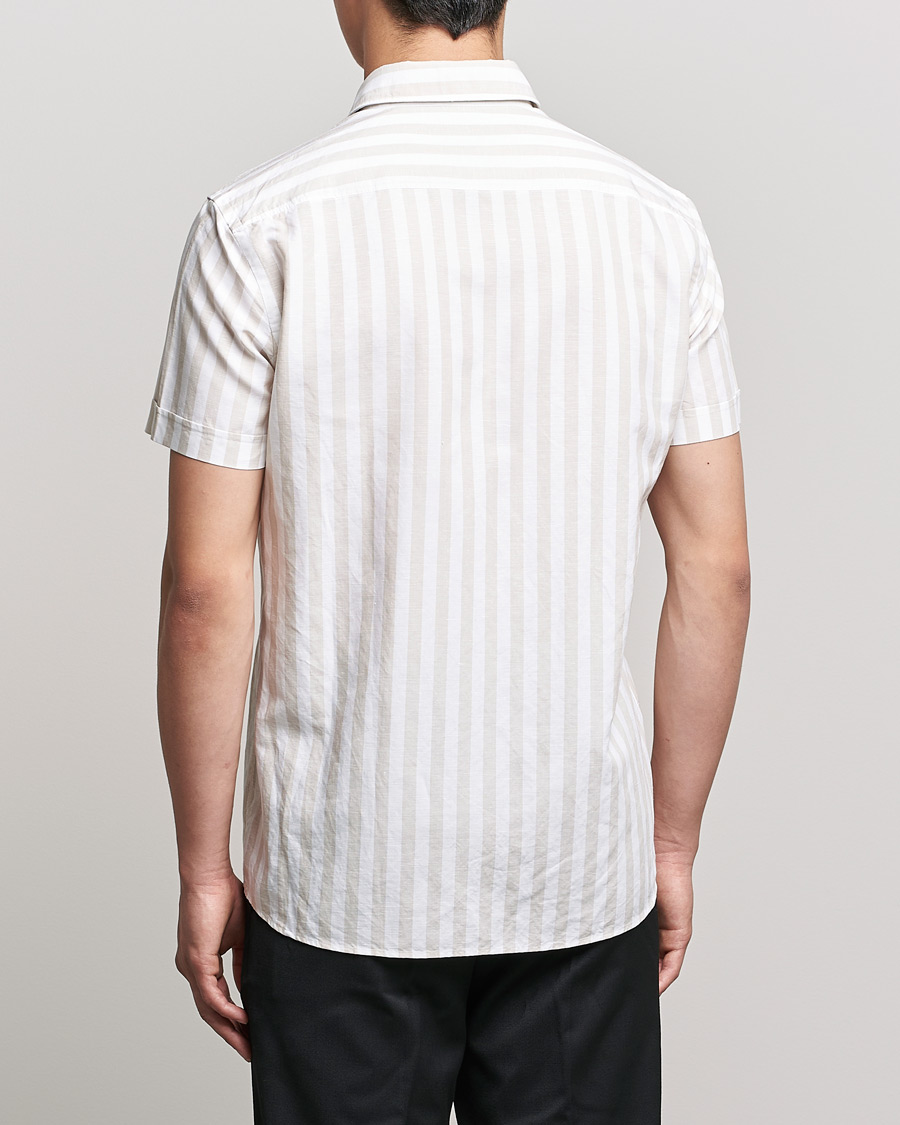 Men | Shirts | BOSS BLACK | BOSS Hal Block Stripe Short Sleeve Shirt Beige/White