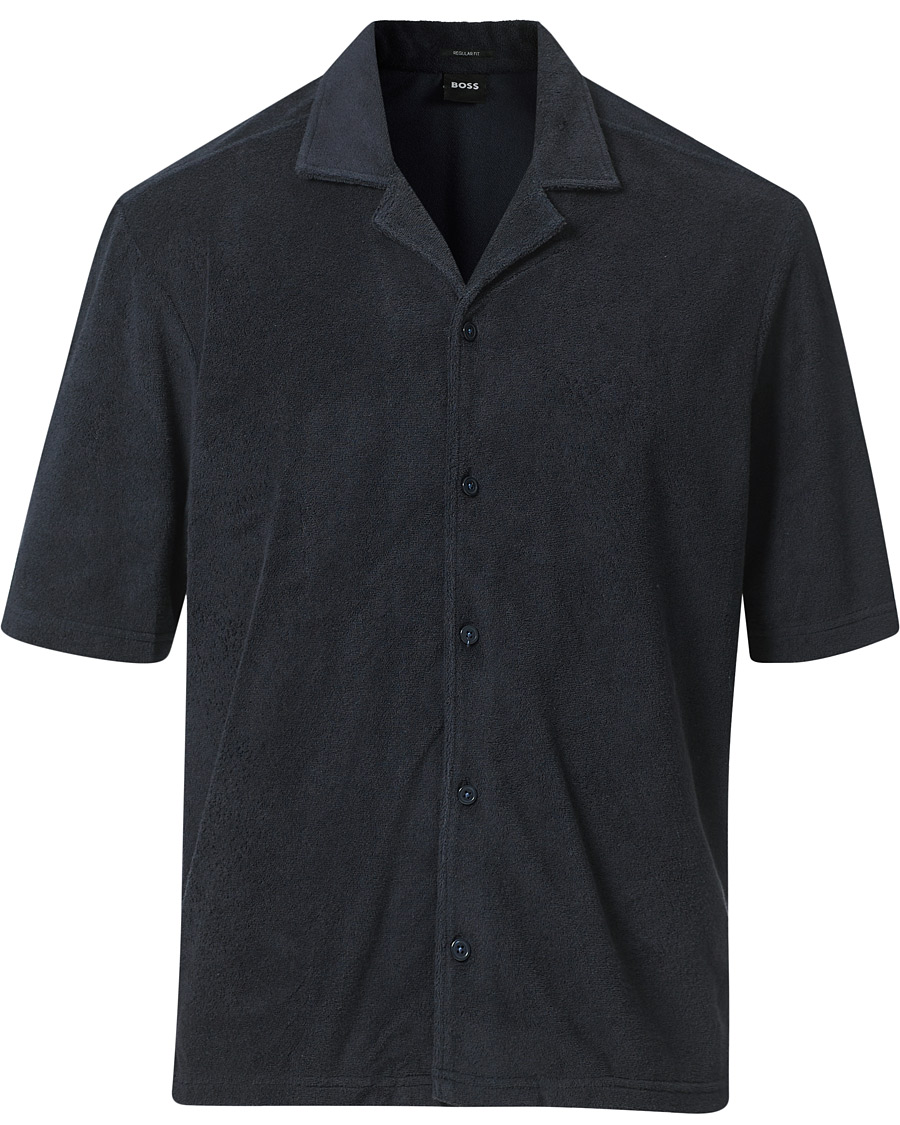 Men | Short Sleeve Shirts | BOSS | Lars Terry Short Sleeve Shirt Dark Blue