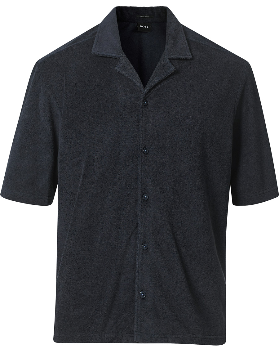 Men | Shirts | BOSS BLACK | BOSS Lars Terry Short Sleeve Shirt Dark Blue