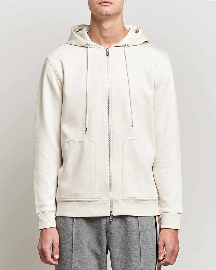 Men | Sweaters & Knitwear | BOSS BLACK | Tailored Smith Full Zip Hoodie Open White