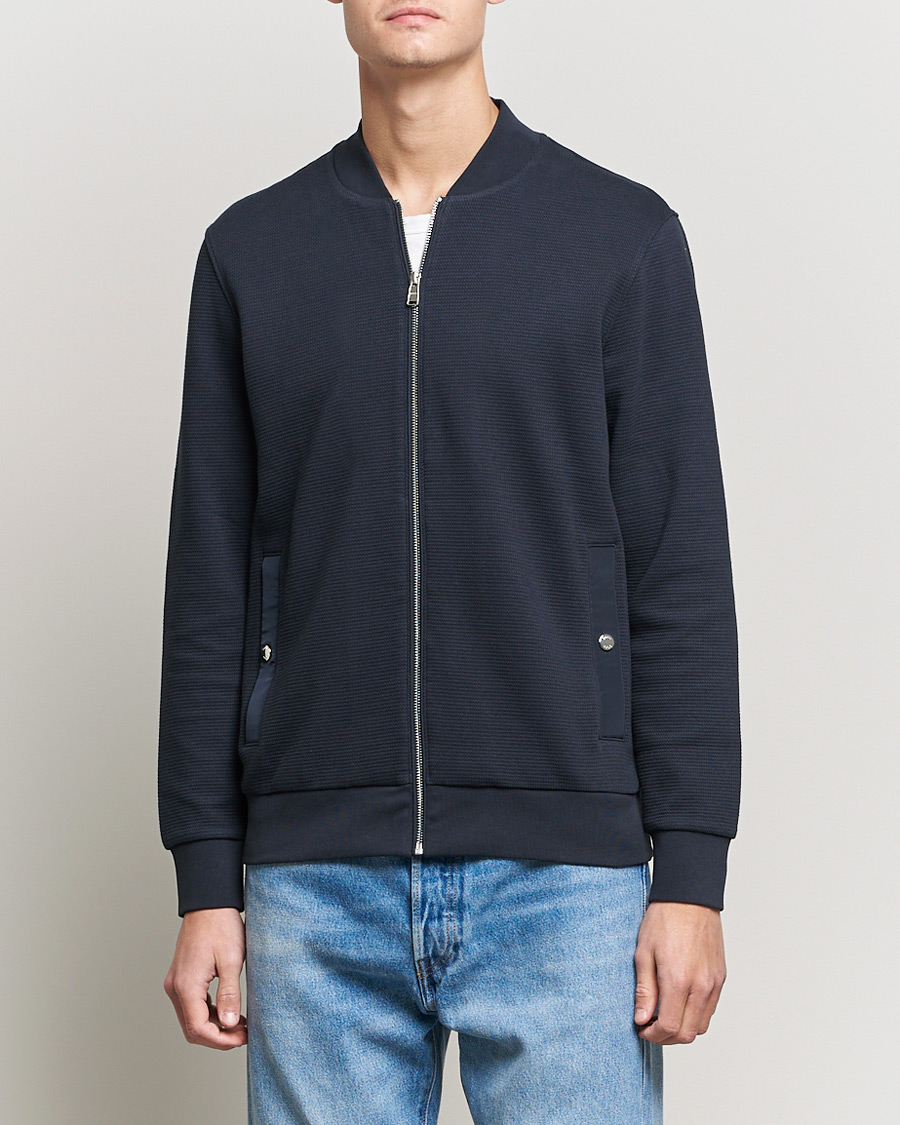 Men | Sweaters & Knitwear | BOSS | Skiles Full Zip Sweater Dark Blue