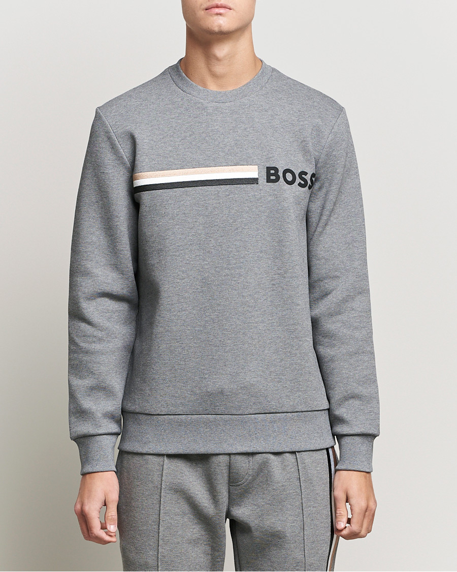 Men |  | BOSS | Stadler Logo Crew Neck Sweatshirt Medium Grey