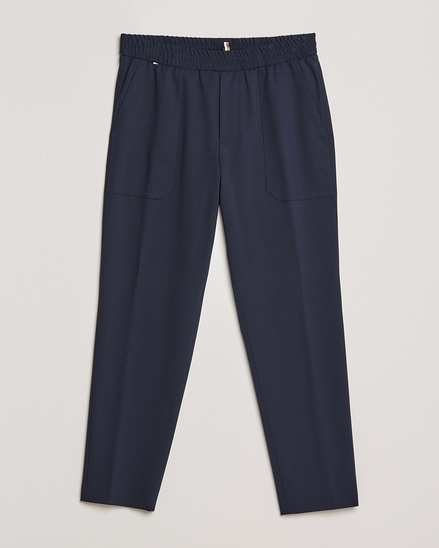 Men | Drawstring Trousers | BOSS | Perin Jersey Drawstring Trousers Dark Blue