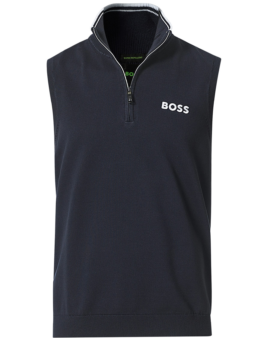 Men | Sweaters & Knitwear | BOSS GREEN | Zolf Half Zip Vest Dark Blue