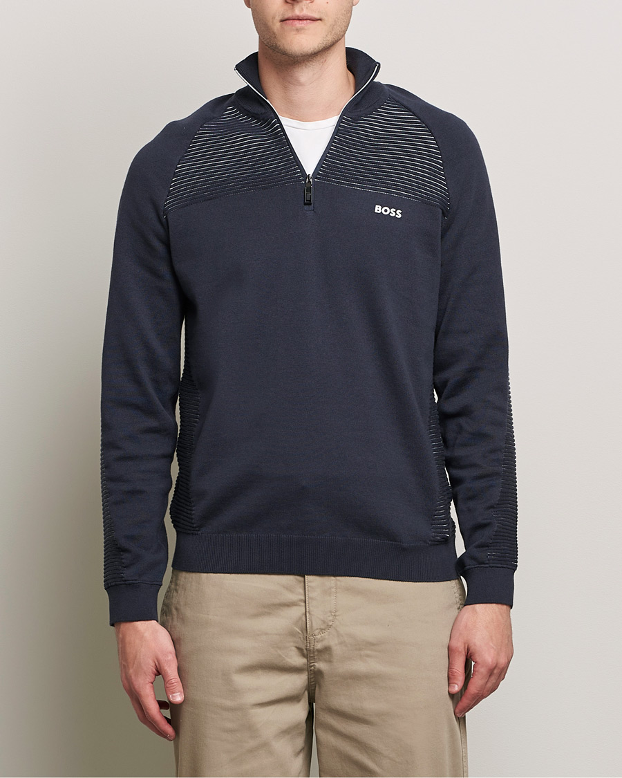Men | Zip Throughs | BOSS Athleisure | Zandi Hlaf Zip Sweater Dark Blue