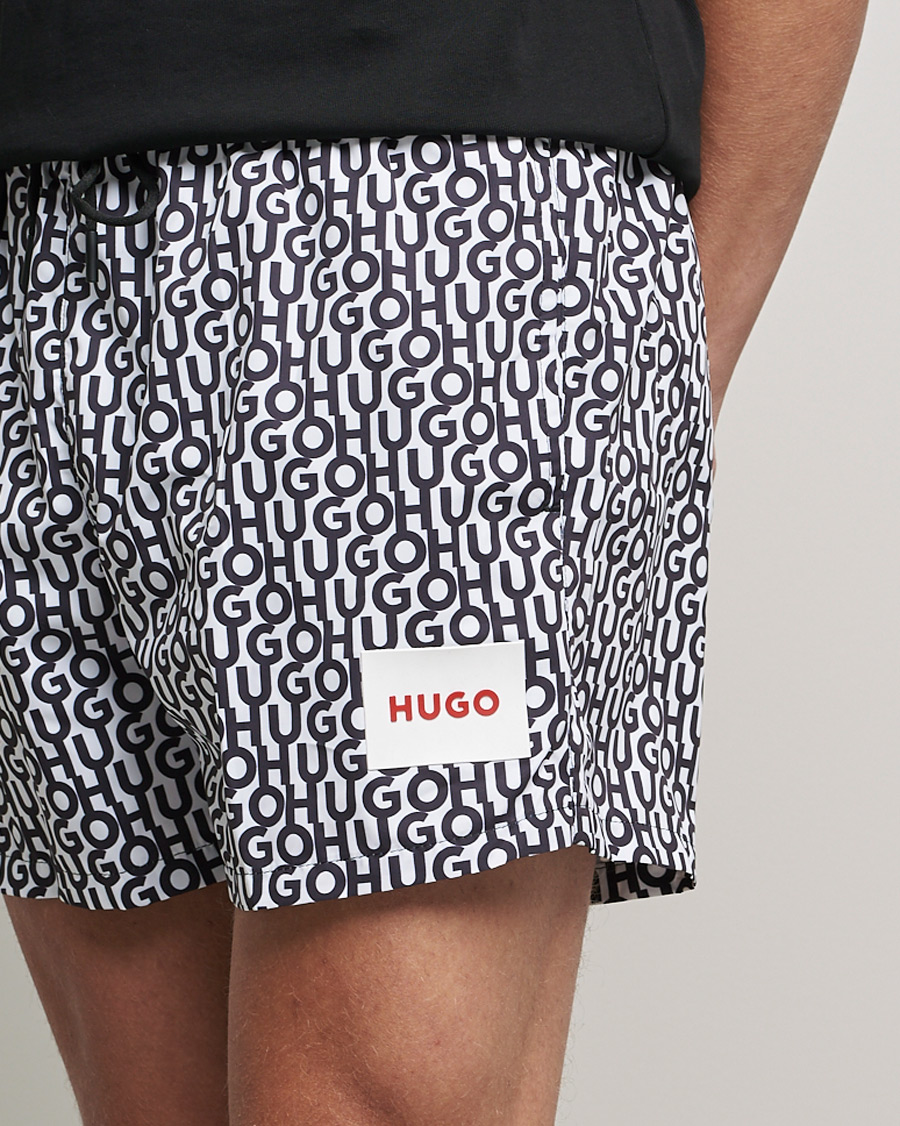 Men | Swimwear | HUGO | Jago Monogram Logo Swimshorts White