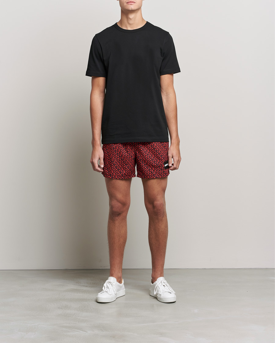 Men | Swimwear | HUGO | Jago Monogram Logo Swimshorts Red