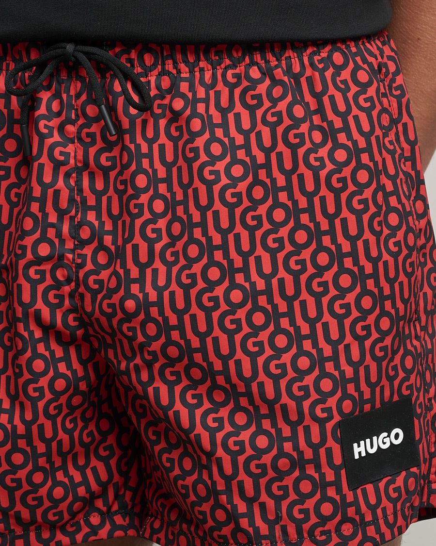 Men | Swimwear | HUGO | Jago Monogram Logo Swimshorts Red