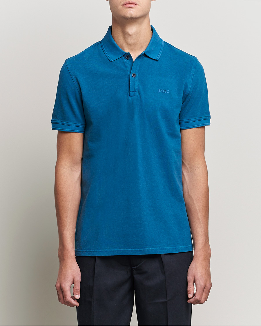 Men | Short Sleeve Polo Shirts | BOSS Casual | Prime Logo Polo Medium Blue