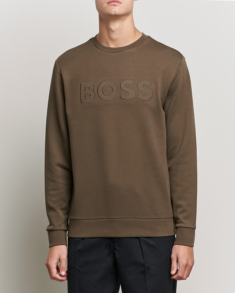 Men | Sweaters & Knitwear | BOSS Casual | Welogocrew Sweatshirt Dark Green
